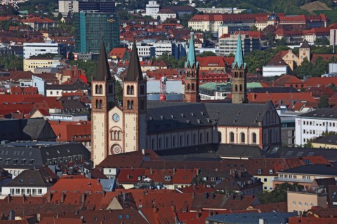 View to the old city of Würzburg on river Main