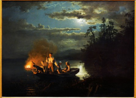 Adolph Tidemand and Hans Gude, Spearfishing on the Lake Kroderen