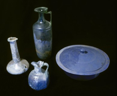 Roman glass set. Ca. 1st century AD. Spain.