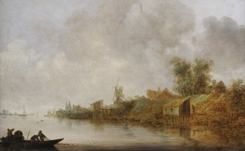 River Landscape with Fishing Barges, 1642, by Jan van Goyen