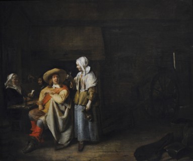 Officer and Two Card Players, 1652-1655, by Pieter de Hooch
