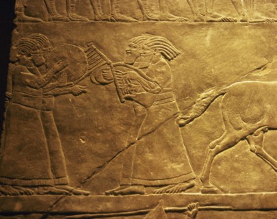 Palace of Ashurbanipal, Nineveh, Iraq. Music scene. AssyrianS. 7th century BC.