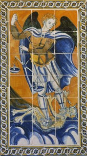 Archangel Michael slaying Satan.