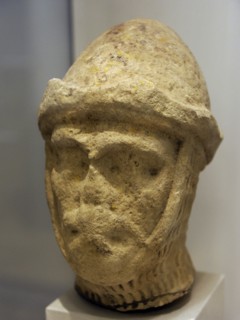 Head of a knight figure.