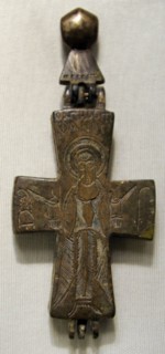 Byzantine relic cross with a depiction of St. Stephen.