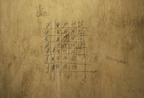 Inscription made by a prisoner on the wall inside a prison cell located in the basement.