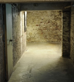 View of the area of the bunker with which was equipped to the basement of the building during its construction, before being used by the Gestapo.