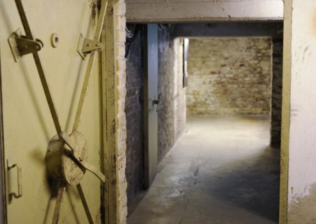 View of the area of the bunker with which was equipped to the basement of the building during its construction, before being used by the Gestapo.