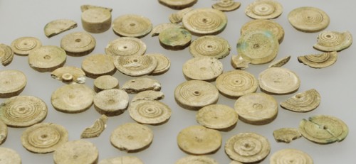 Pieces of a Roman grave goods. Bone.