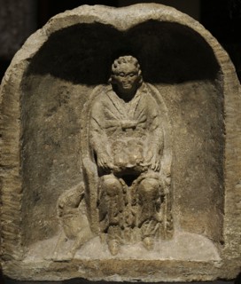 Votive stone dedicated to Goddess Nehalennia, patron of navigation.