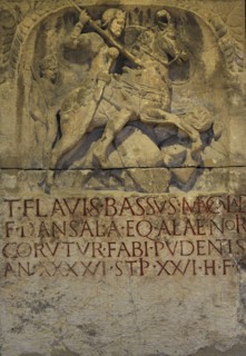 Roman funerary stele of the cavalryman Flavius Bassus.