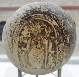 Magic sphere with God Helios, lion, dragon and magical symbols.