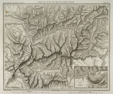 Napoleonic map of Valais and Aosta Valley.