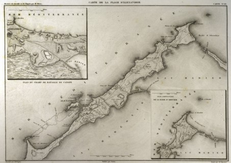 Napoleonic map of the Egyptian coast with the city of Alexandria.