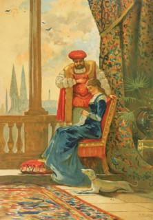 The King of England Henry VIII with his second wife, Anne Boleyn.