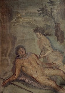 Roman fresco depicting the story of Thisbe and Pyramo.