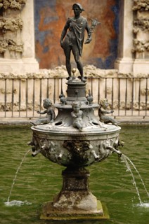 Pond and fountain of Mercury, in the Gardens of The Alcazar.