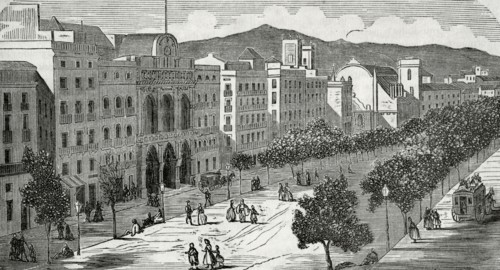 View of the Rambla and the Liceo Theater.
