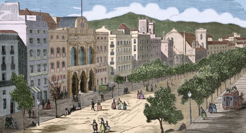 View of the Rambla and the Liceo Theater.