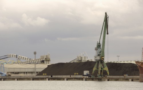 Commercial port. Crane.