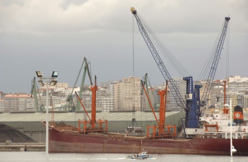 Commercial port. Cranes.