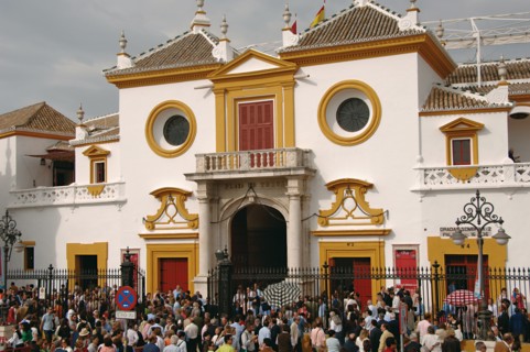 Real Maestranza (bullring). People outside the building.