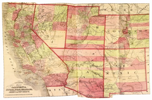 Map of California, Nevada, Utah, Colorado, Arizona & New Mex
