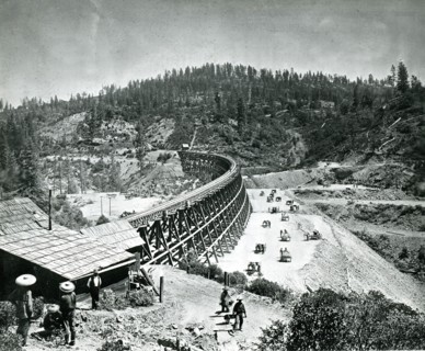 1877 - In its eagerness to push toward Utah in its race with the westward building Union Pacific, Central Pacific Railroad bridged many of the High Sierra chasms with timber trestles. This remarkable ...
