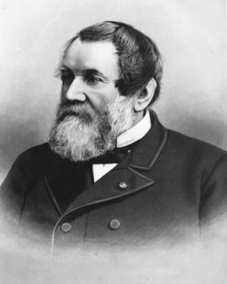 Engraving of Cyrus Hall McCormick, inventor (1809-1884). Among his inventions were Threshing Machine, hemp-breaker, gristmill and a bellows device.