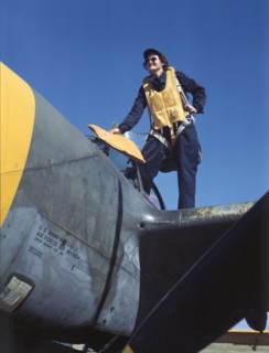 WASP Climbing Into P-38