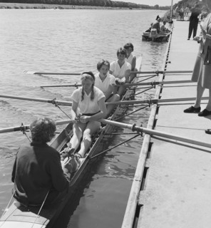 Rowing championships Bosbaan. Ladies double four / Date July 27, 1963 Amsterdam Netherlands   .