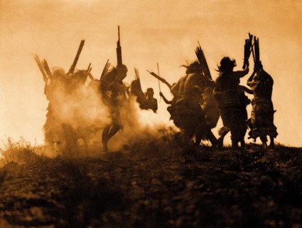 Edward S. Curits Native American Indians - Dancing to restore an eclipsed moon circa 1914.
