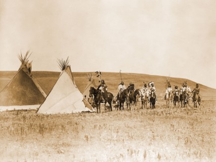 Edward S. Curits Native American Indians - Atsina Indian Tepees circa 1908.