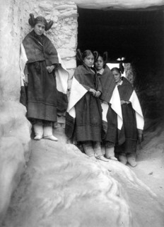 Edward S. Curtis Native American Indians - Walpi maidens--Hopi with unique hair fashion circa 1906.