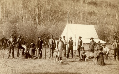 Engineers Corps camp and visitors 1889 Dakota Territory.