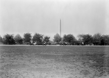 Polo match in Washington D.C. circa 1916 (Washington Monument in background).