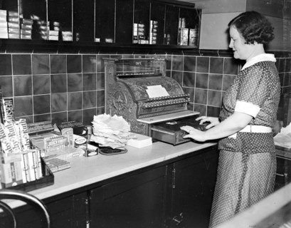 Female cashier at U.S. Capitol restaurant circa 1937.