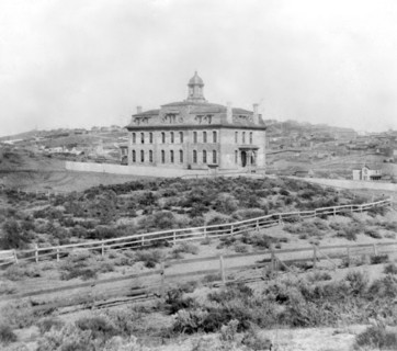 California History - Ladies' Protection and Relief Society Building - Franklin Street from the West, San Francisco circa 1866.