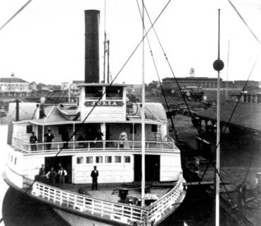 California History - Steamer Julia at the Levee, Stockton, San Joaquin County circa 1866.