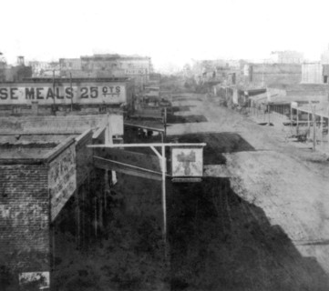 California History - Sacramento City, K Street, from Masonic Hall circa 1866.