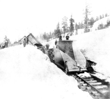 California History - Snow Plow of the Central Pacific R.R. Company - Near Cisco circa 1866.