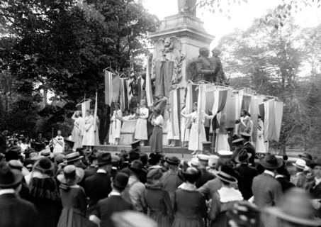Woman Suffrage Movement - Suffragettes with banners in Washington D.C. circa 1918.