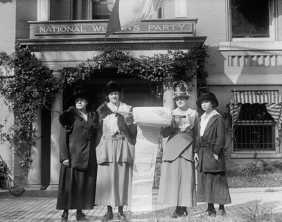 Woman Suffrage Movement - Suffragettes with banners Washington D.C. circa 1918.