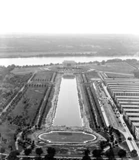 Lincoln Memorial dedication taken from atop the Washington Monument circa 1922.