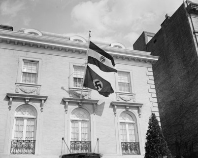 Nazi flag flies from Austrian Legation. Washington, D.C. March 12, 1938.