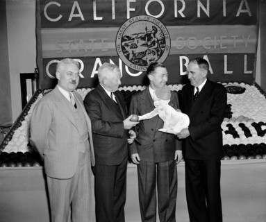 Congressional leaders at celebration of California orange week circa 1938.