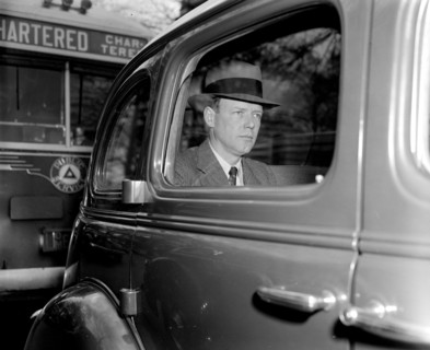 April 20, 1939 - Colonel Charles Lindbergh, who was called to active duty at the War Department yesterday is pictured as he arrived at the White House today.