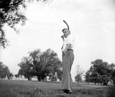 Secretary of Agriculture Henry A. Wallace is boomerang throwing. He practices daily with a number of his cronies in Potomac Park and has become quite adept in the handling of the weapon which was orig...