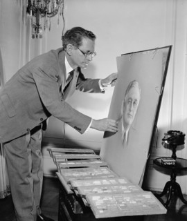 Dr. Estebon Valderrama drawing portrait of President Franklin Roosevelt circa 1940.