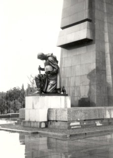 View of statue at the Soviet War Memorial in Treptower Park, Berlin, taken in 1955.